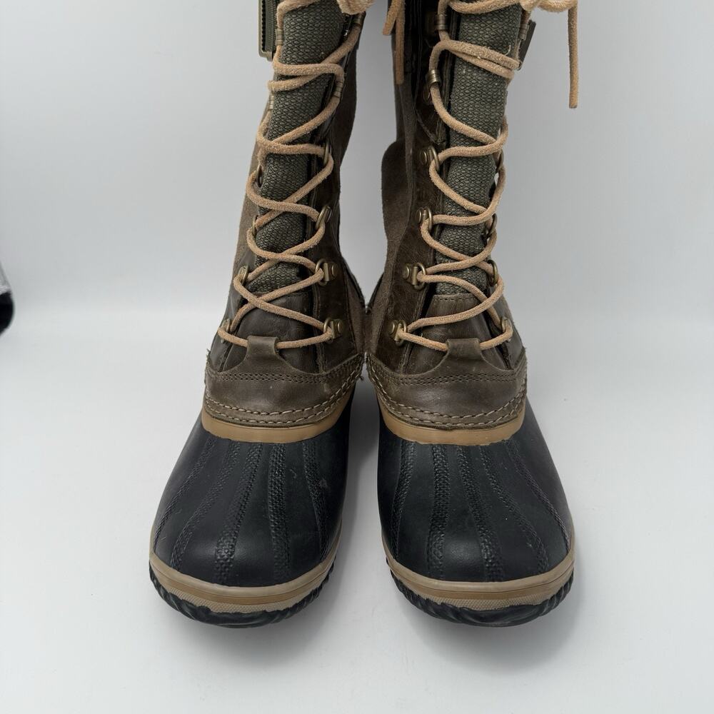 Sorel Boots Conquest Carly 2 Womens Size 8 Green Waterproof Lace Up Winter Suede - Picture 5 of 9